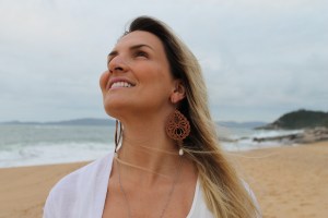 Copper color drop shape Venetian lace with white Agate (semi-precious stone) and bronze hardware